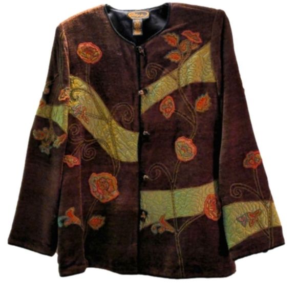 Vintage Velour Embroidered & Quilted Jacket - Picture 2 of 7